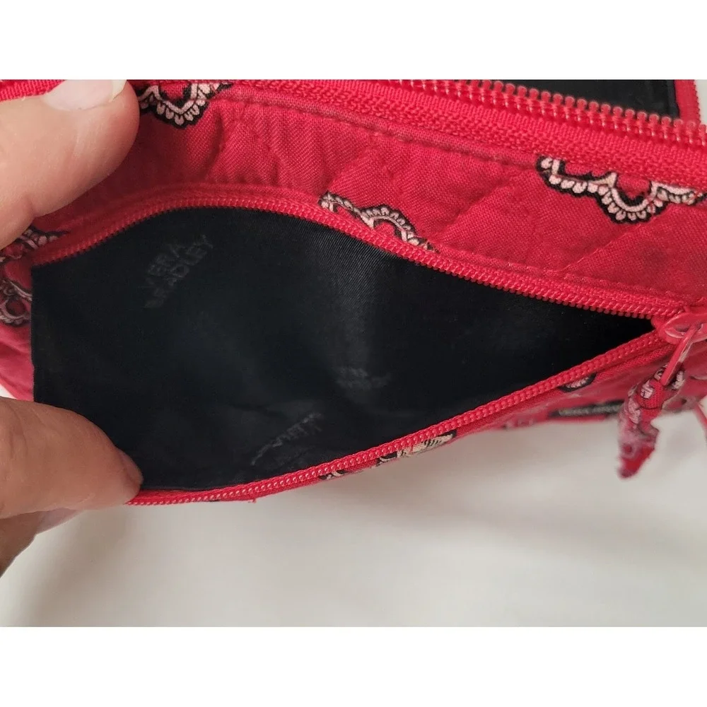 Vera Bradley Zip Around Wallet Women Red Bandana Quilted Organizer Retired  Wris